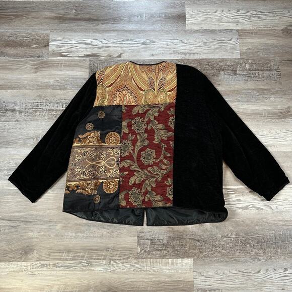 NWT Draper’s & Damon’s Tapestry Patchwork Jacket Black Multi Lined Size 3X - Picture 4 of 8